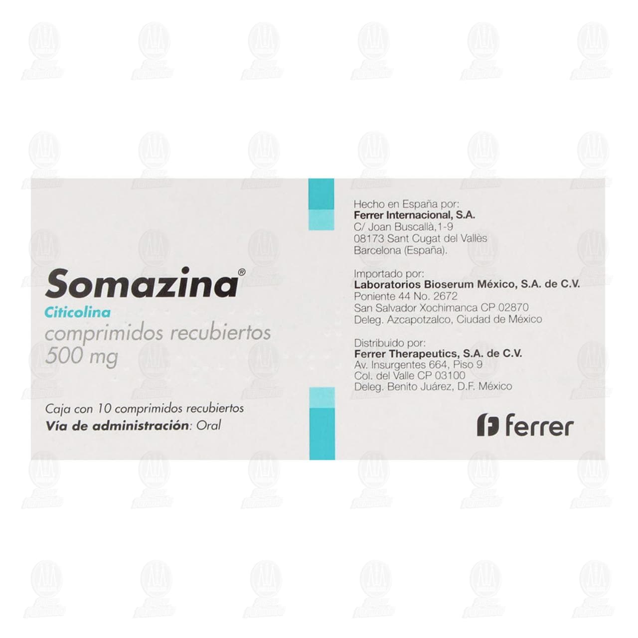 Somazina 500 mg, 10 Comprimidos. image number 1