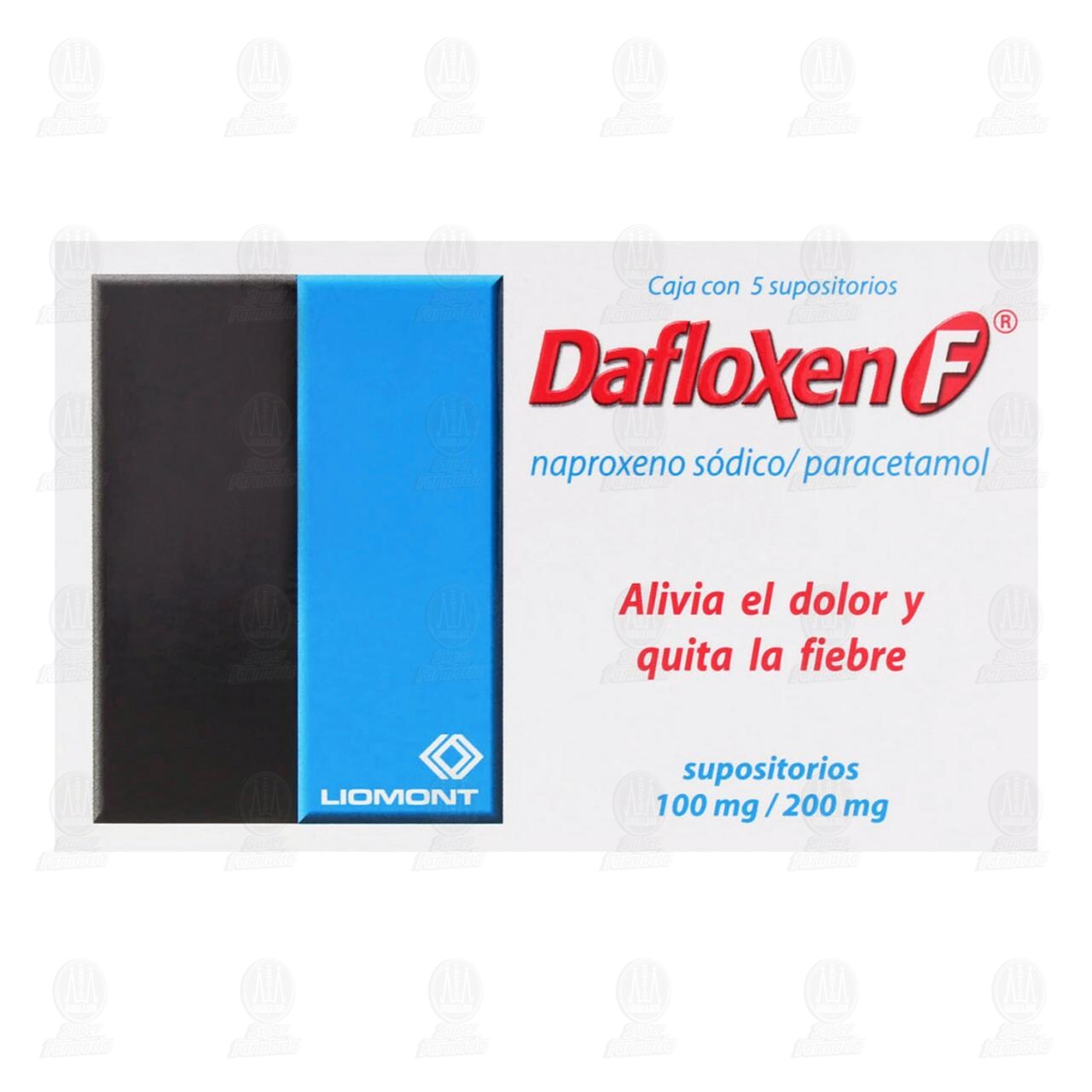 Dafloxen F 100/200mg, 5 Supositorios. image number 1