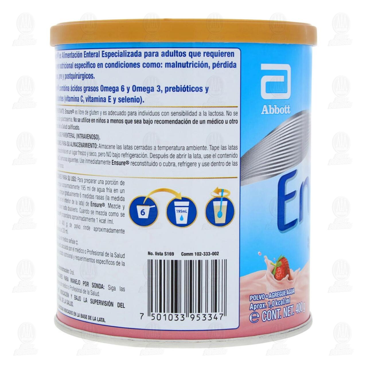 Ensure en Polvo Sabor a Fresa, 400 gr. image number 3