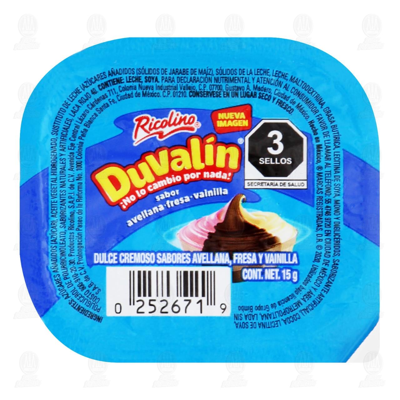 Dulce Cremoso Ricolino Duvalin, 15 gr. image number 0