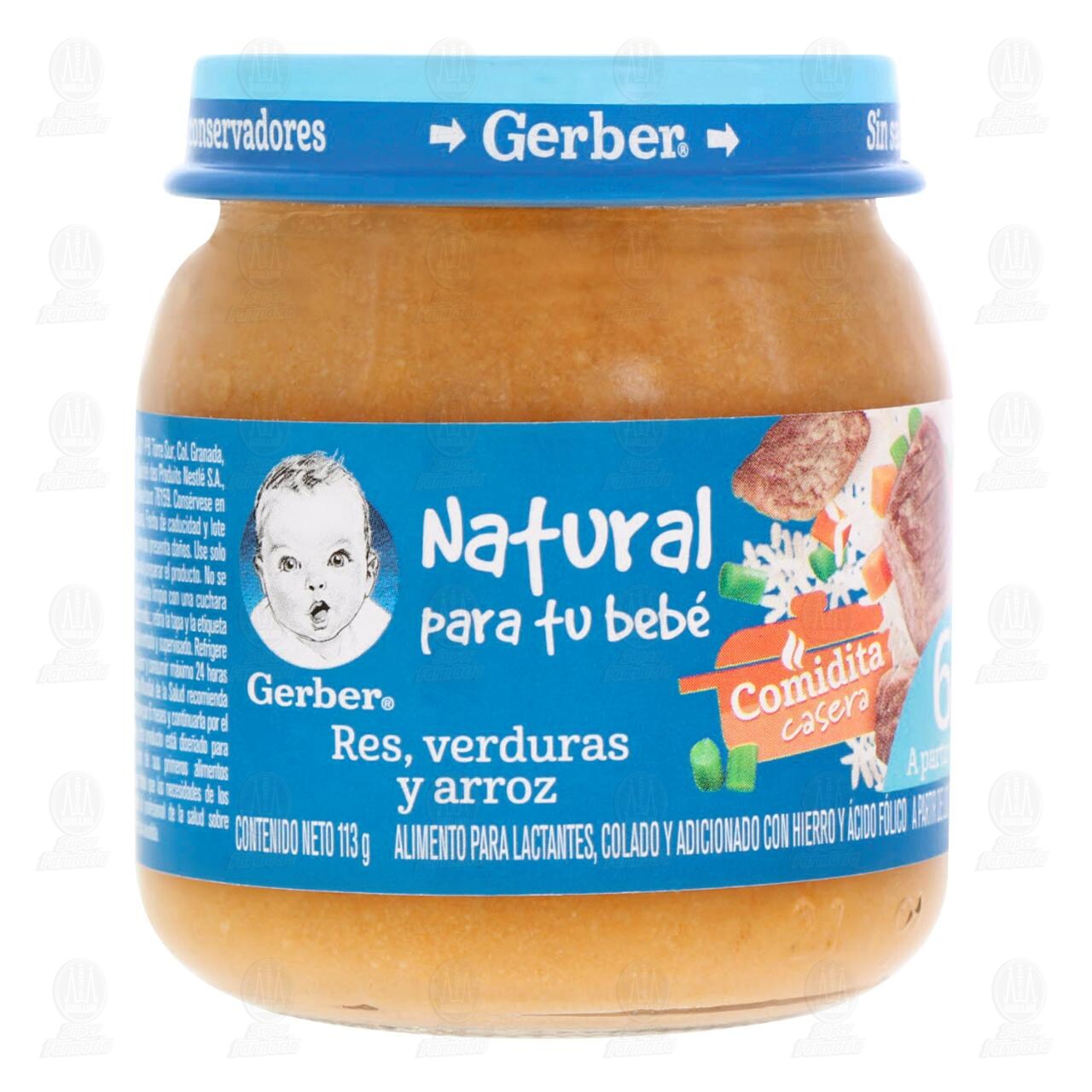 Papilla Gerber Comidita Casera Etapa 2 Res, Verduras y Arroz, 113 gr.