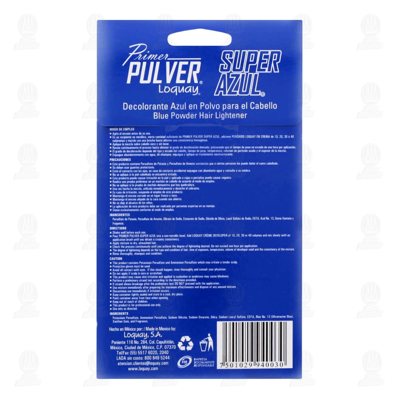 Decolorante en Polvo Loquay Primer Pulver Super Azul para el Cabello, 50 gr. image number 1
