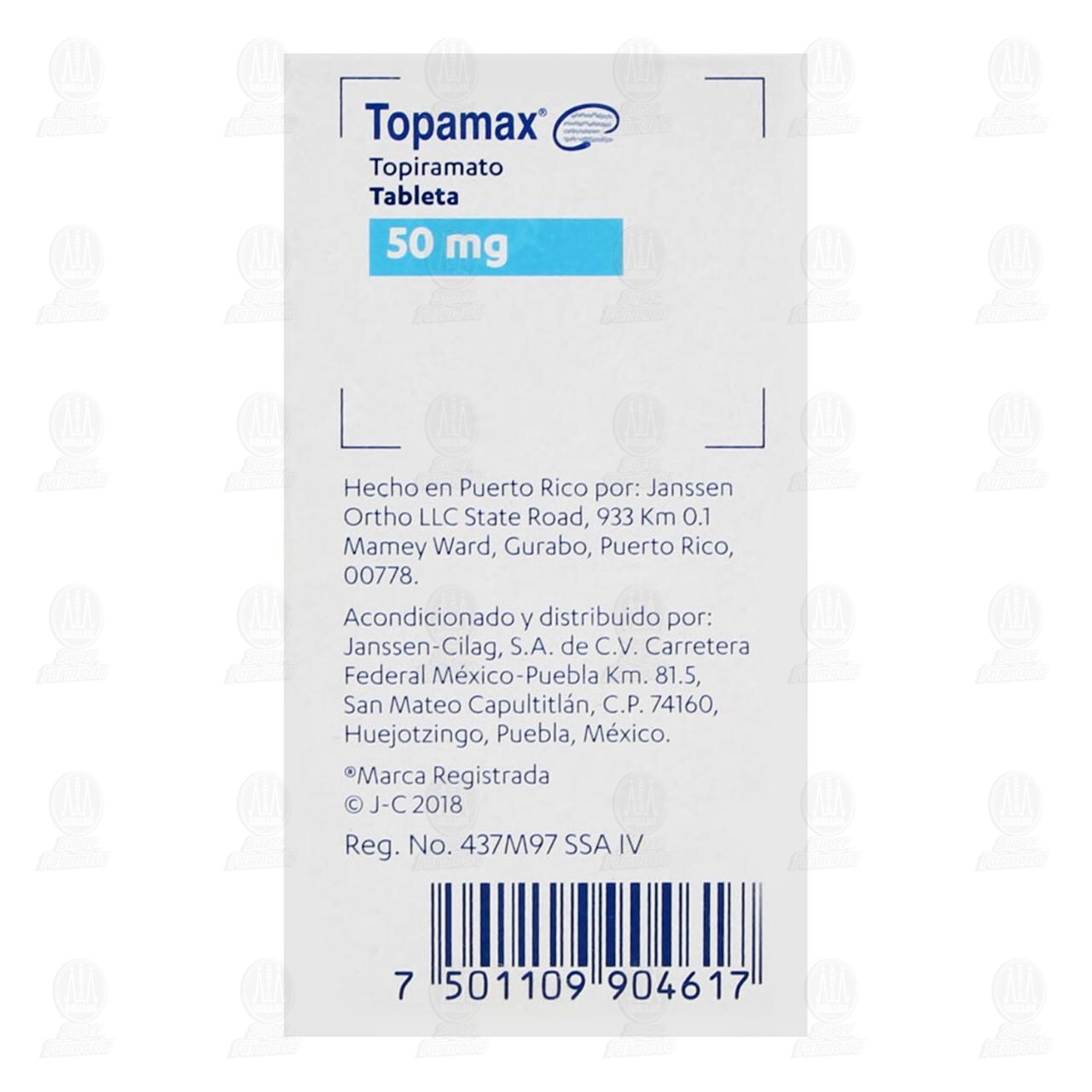 Topamax 50 mg, 20 Tabletas. image number 2