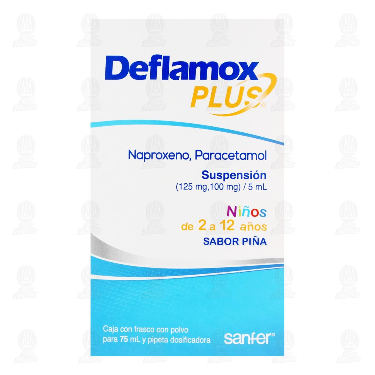 Deflamox Plus Suspensi&oacute;n Sabor Pi&ntilde;a 125mg/100mg/5ml, 75 ml. image number 1