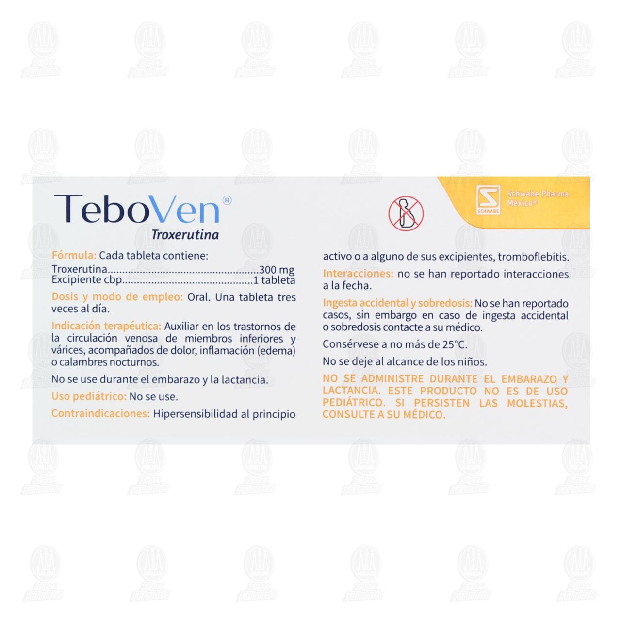 Teboven 300 mg, 40 Tabletas. image number 2