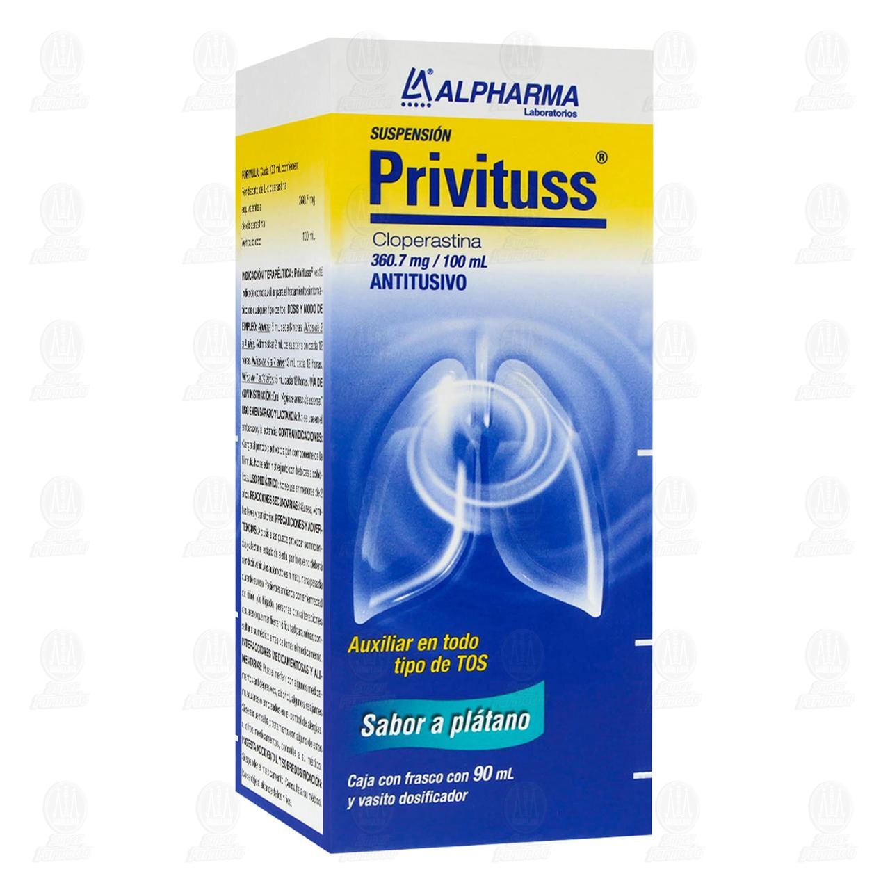 Imagen para Privituss 360.7mg/100ml Suspensión Sabor a Plátano, 90 ml.