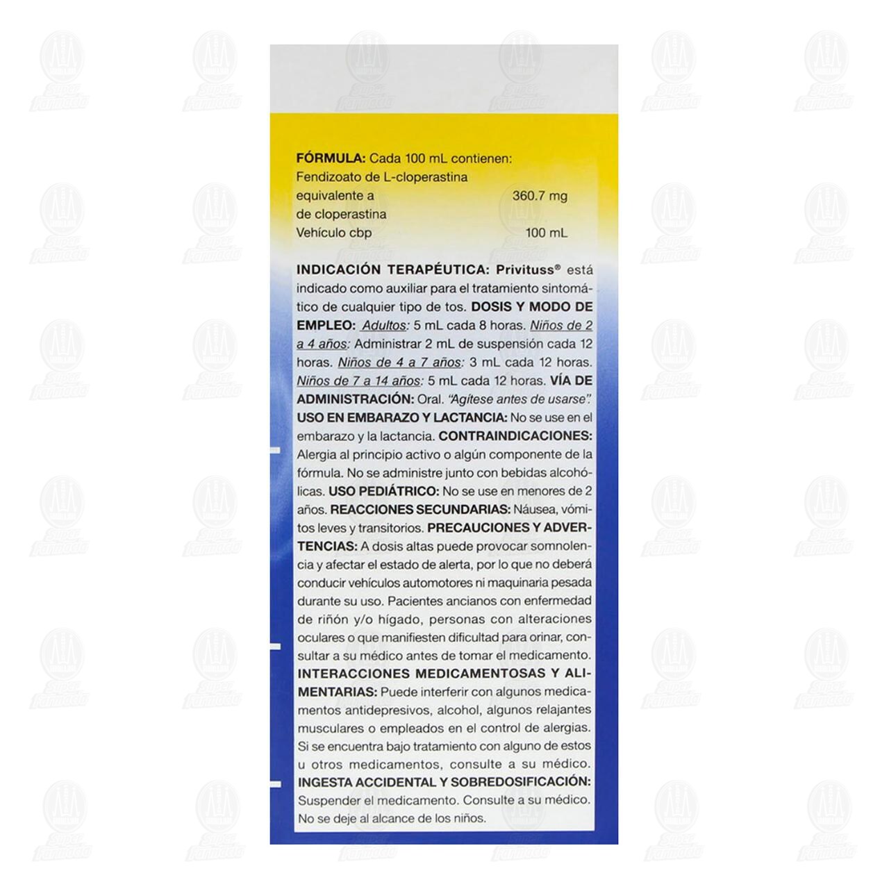 Privituss 360.7mg/100ml Suspensi&oacute;n Sabor a Pl&aacute;tano, 90 ml. image number 3