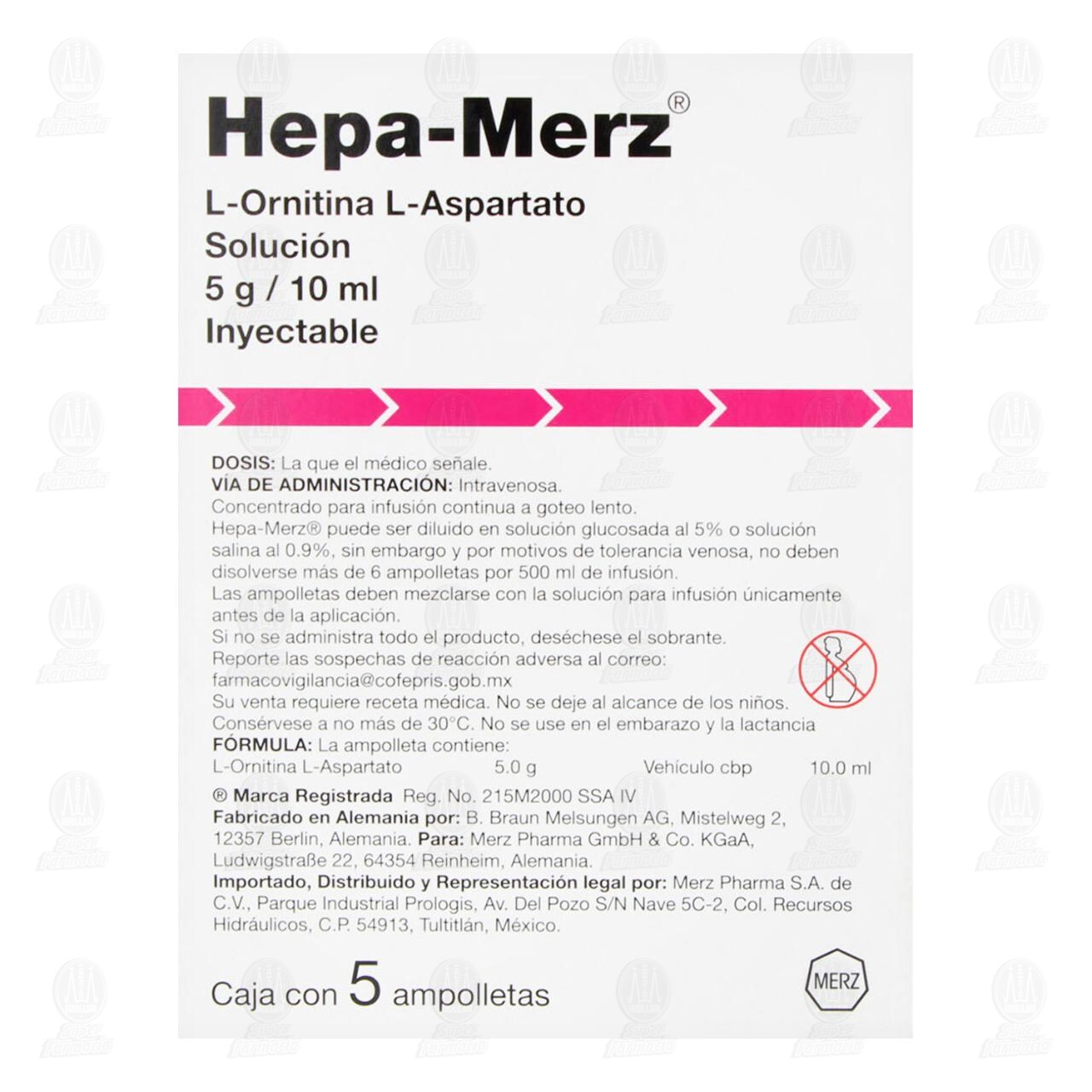 Hepa Merz 5g/10ml 5 Ampolletas, Soluci&oacute;n Inyectable. image number 2