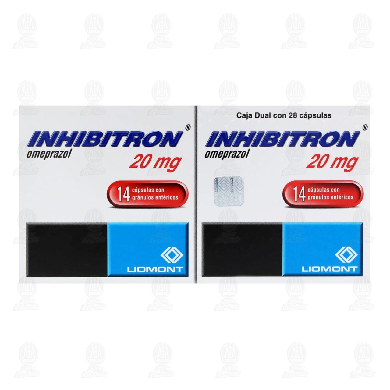 Inhibitron 20 mg, 2 Dual 14 C&aacute;psulas C/U. image number 1