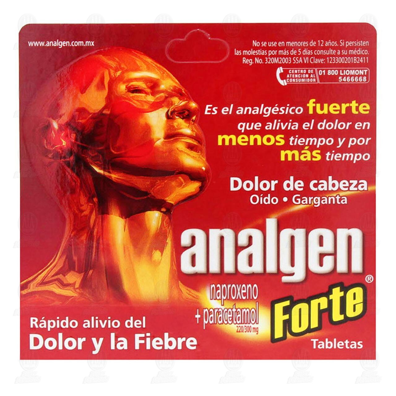 Analgen Forte 220/300mg, 12 Tabletas. image number 2