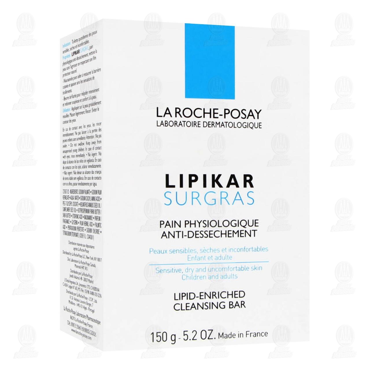 La Roche Posay Lipikar Jabón en Barra Surgras para Piel Seca, 150 gr.