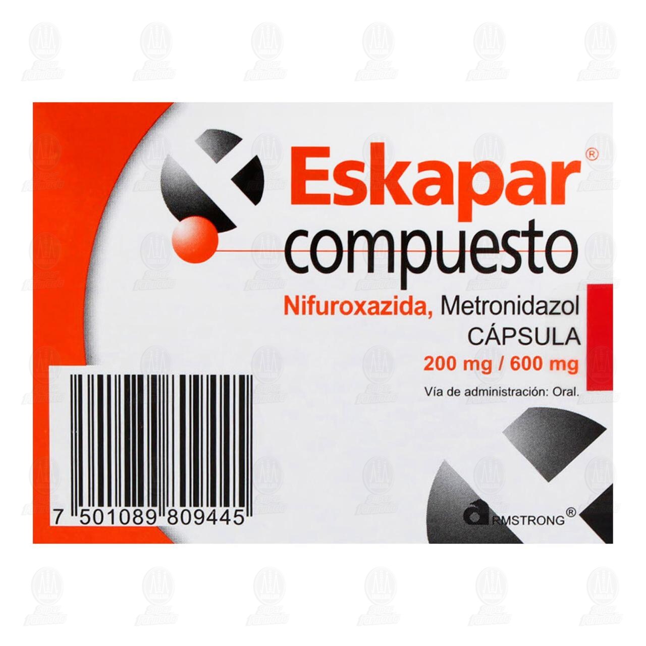 Eskapar Compuesto 200mg/600mg, 20 Cápsulas. image number 2