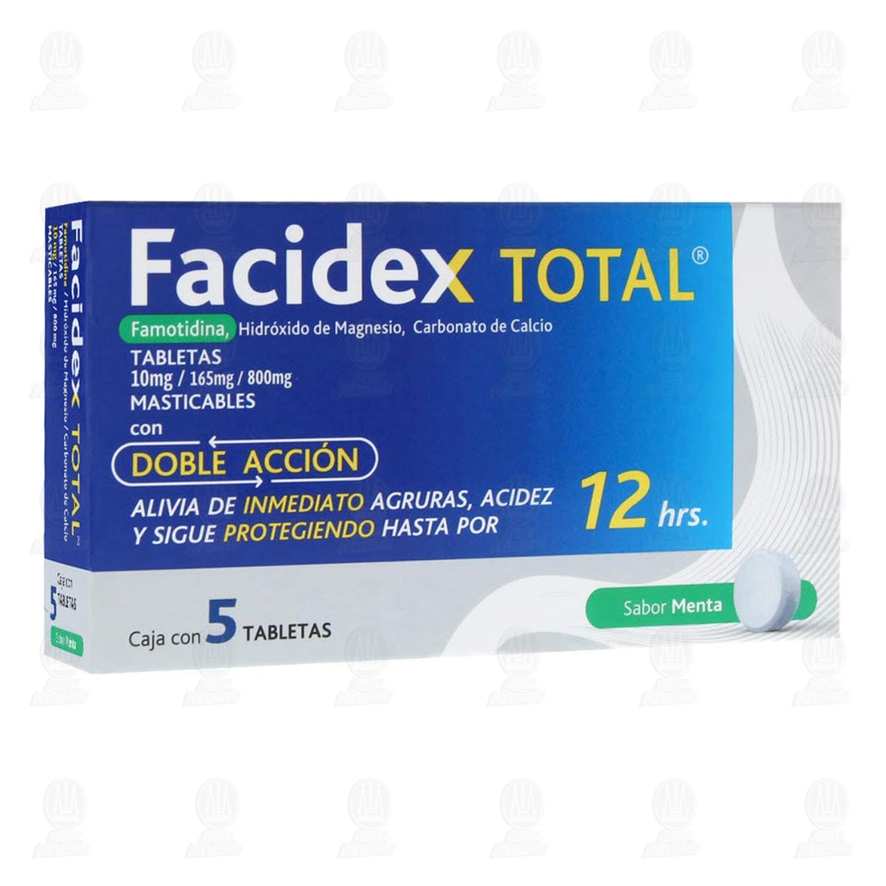 Facidex Total 10mg/165mg/800mg Sabor Menta, 5 Tabletas.