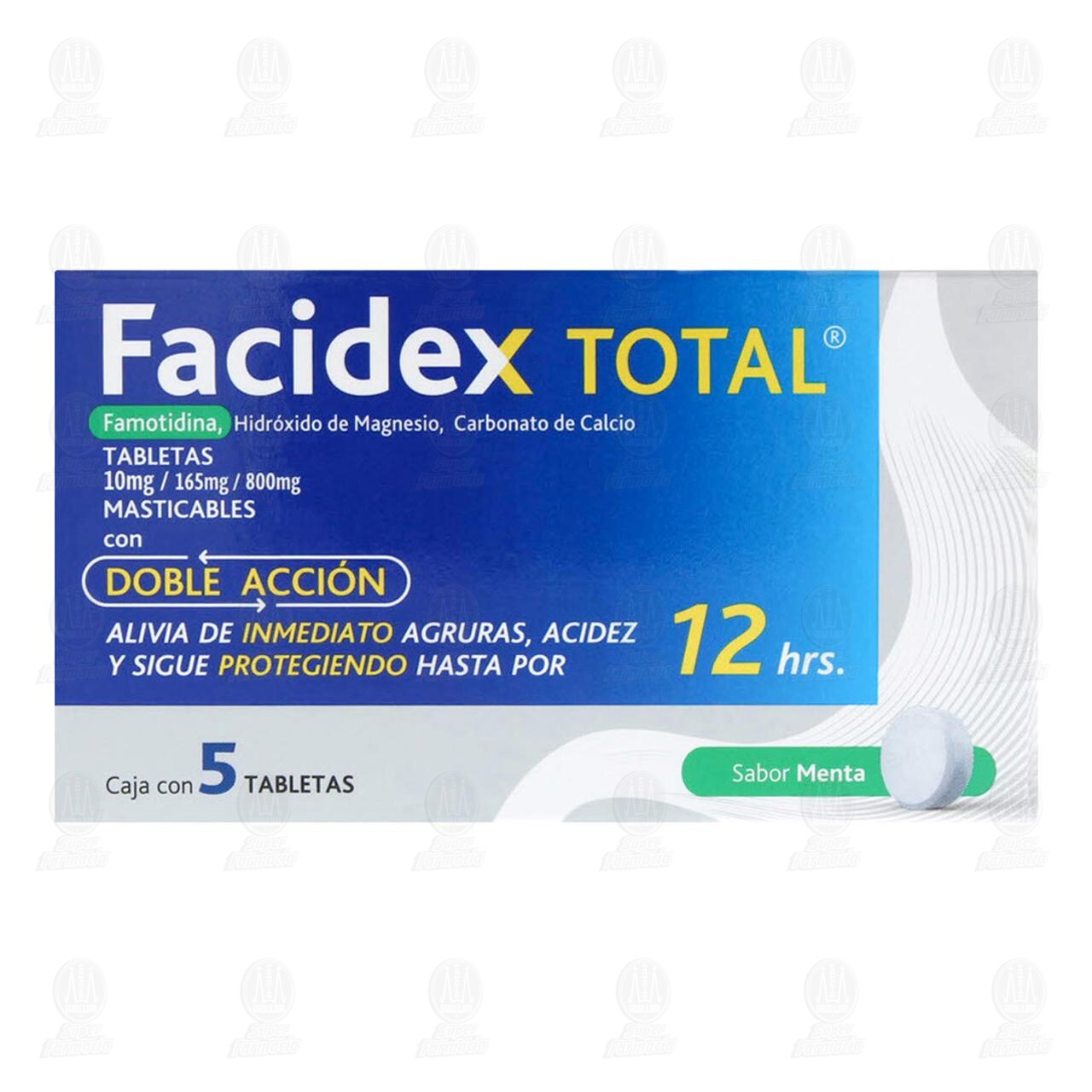 Facidex Total 10mg/165mg/800mg Sabor Menta, 5 Tabletas. image number 1