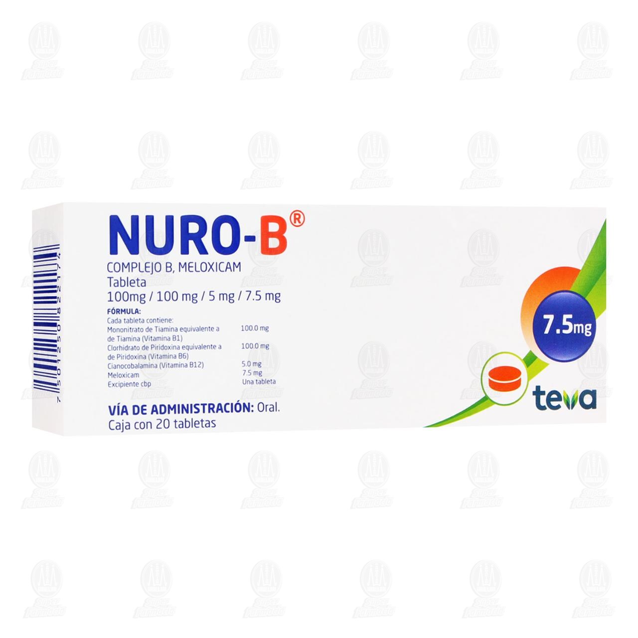 Nuro-B 7.5 mg, 20 Tabletas. image number 0