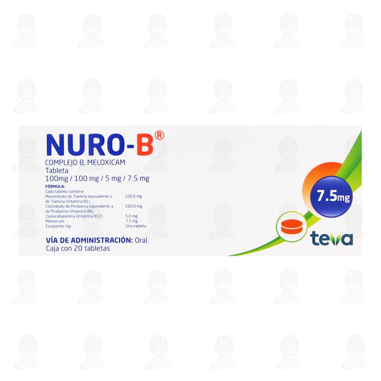Nuro-B 7.5 mg, 20 Tabletas. image number 1