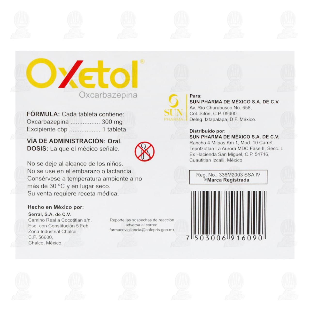 Oxetol 300 mg, 20 Tabletas. image number 2