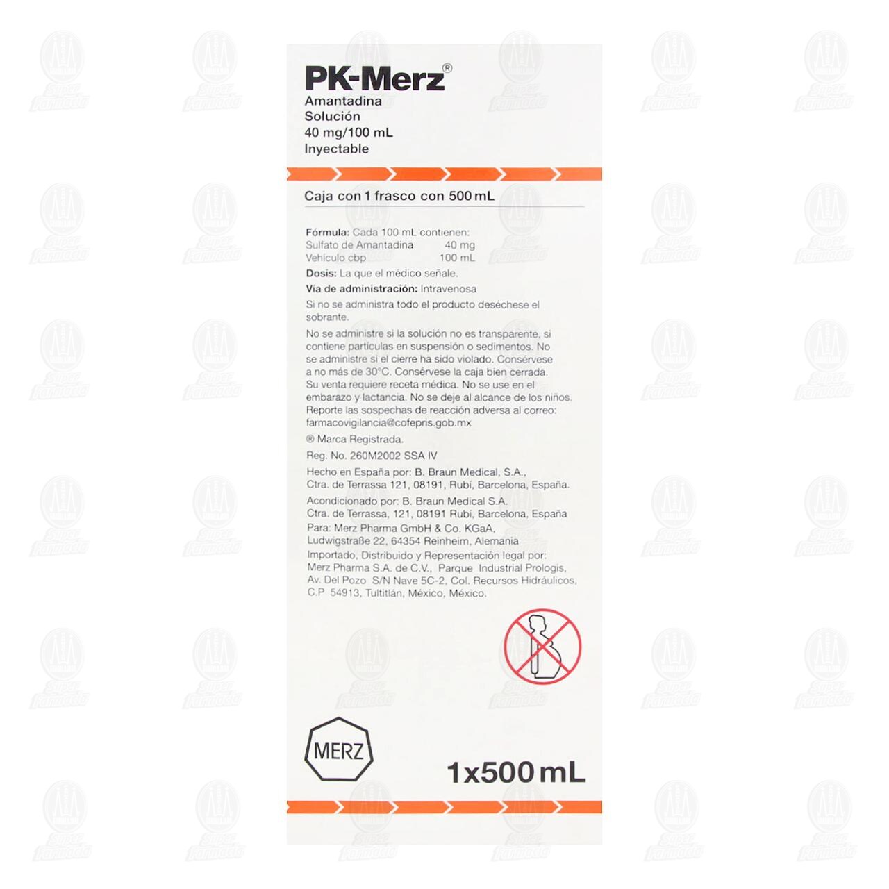Pk-Merz 40mg/100ml Soluci&oacute;n Inyectable, 500 ml. image number 1