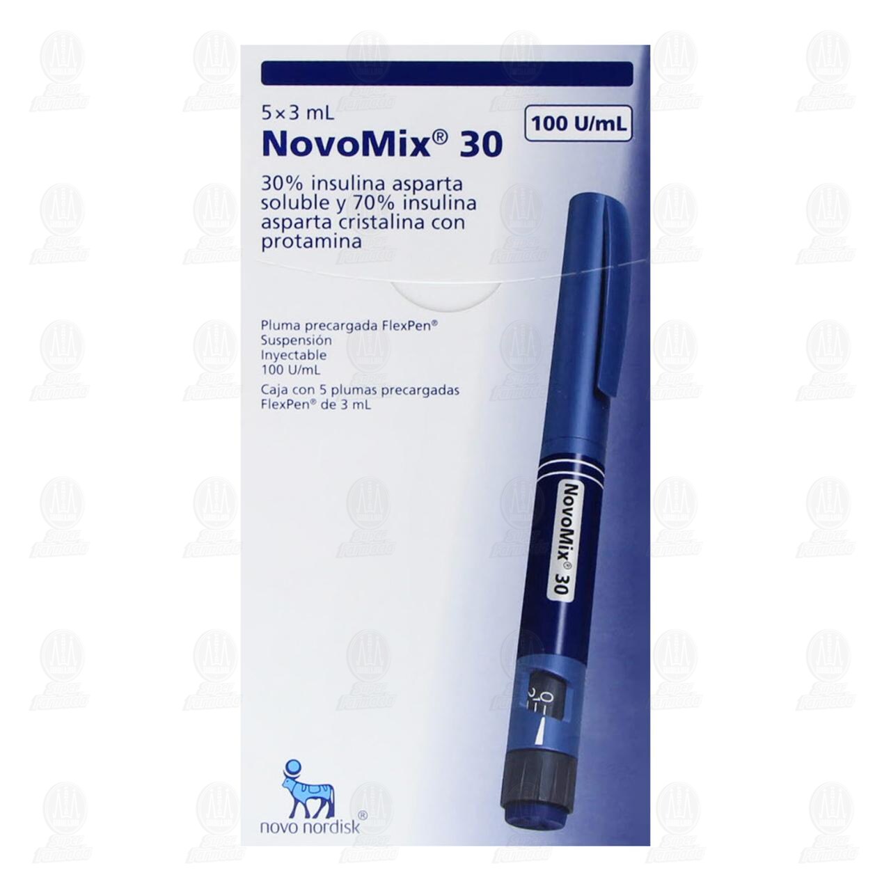 Novomix 30 Flexpen Suspensi&oacute;n Inyectable 5 Plumas Precargadas, 3 ml. image number 1