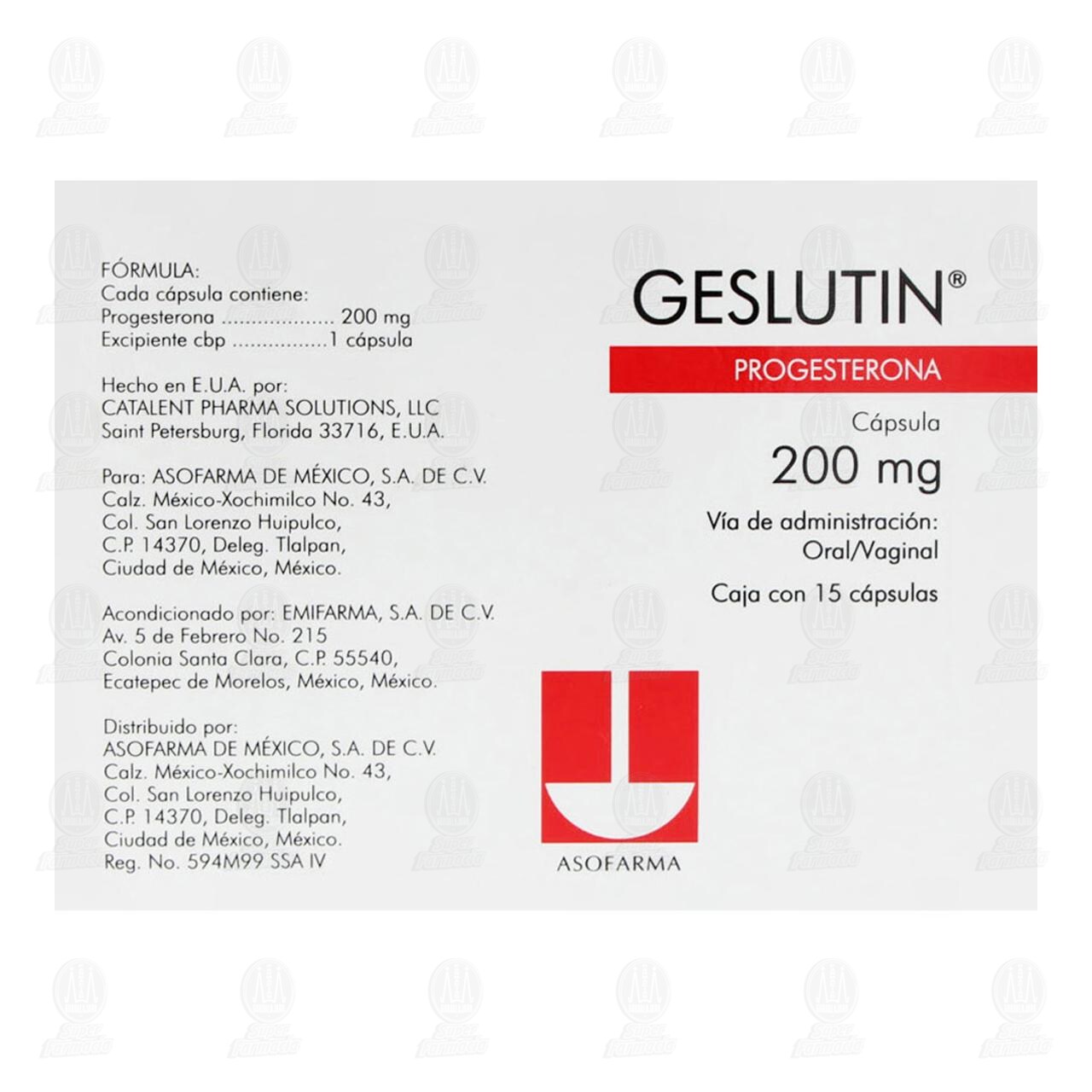 Geslutin 200 mg, 15 Cápsulas. image number 2