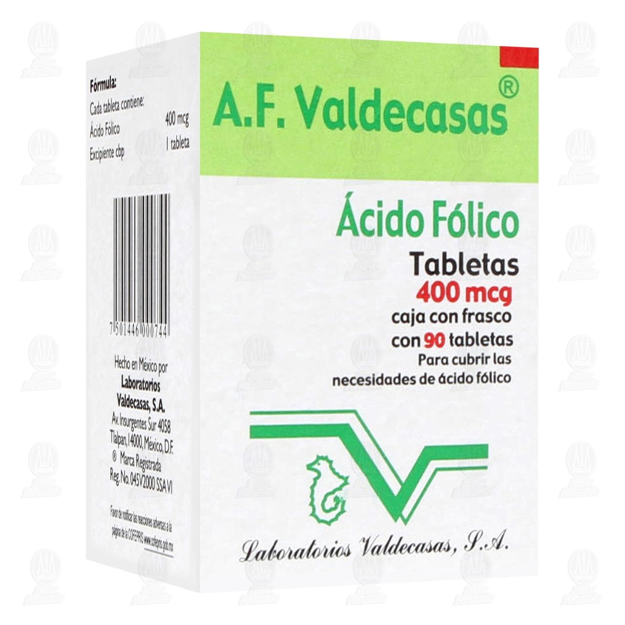 Ácido Fólico 400 mcg, 90 Tabletas.