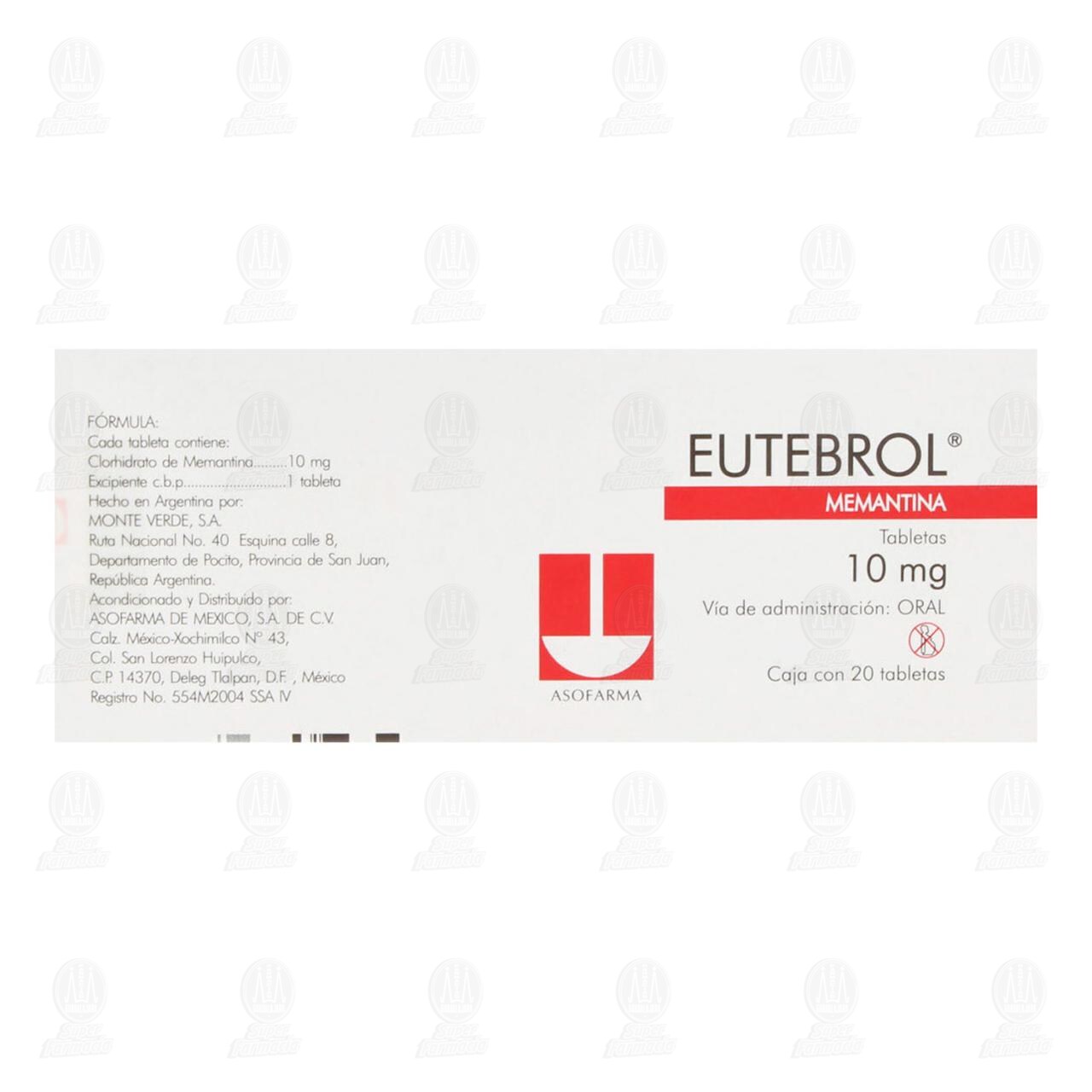 Eutebrol 10 mg, 20 Tabletas. image number 2