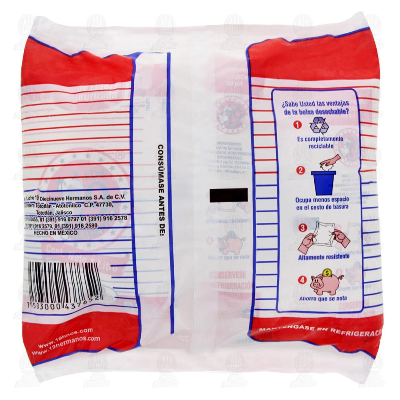 Leche Entera Los 19 Hermanos Pasteurizada, 3 l. image number 1