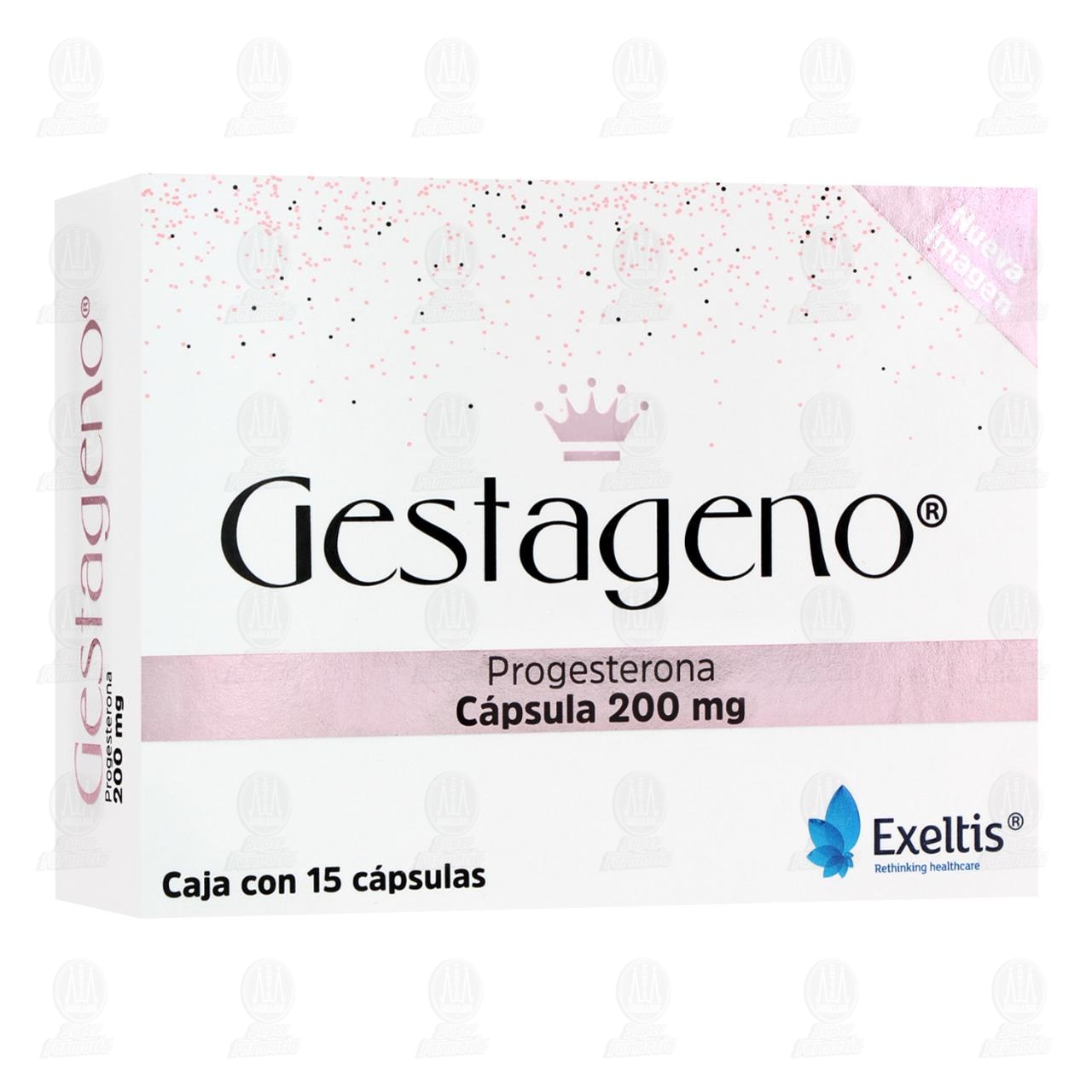 Gestageno 200 mg, 15 Cápsulas. image number 0