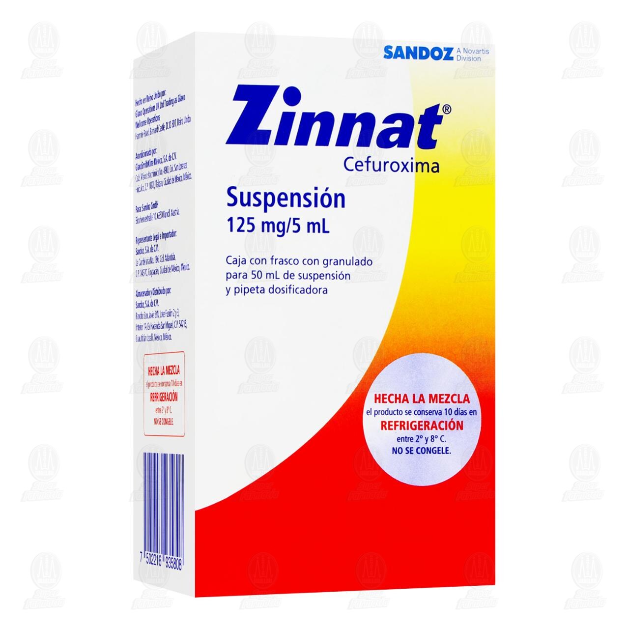 Zinnat 125mg/5ml Suspensi&oacute;n, 50 ml. image number 0