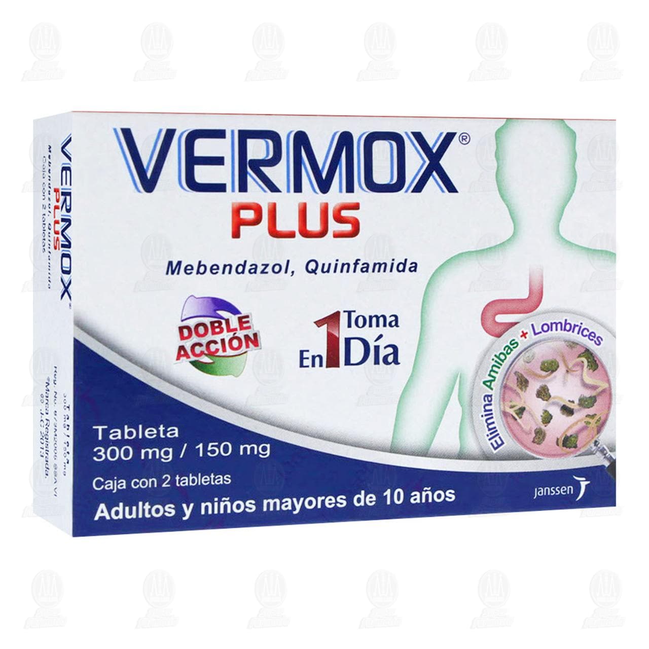 Vermox Plus 300mg/150mg, 2 Tabletas.