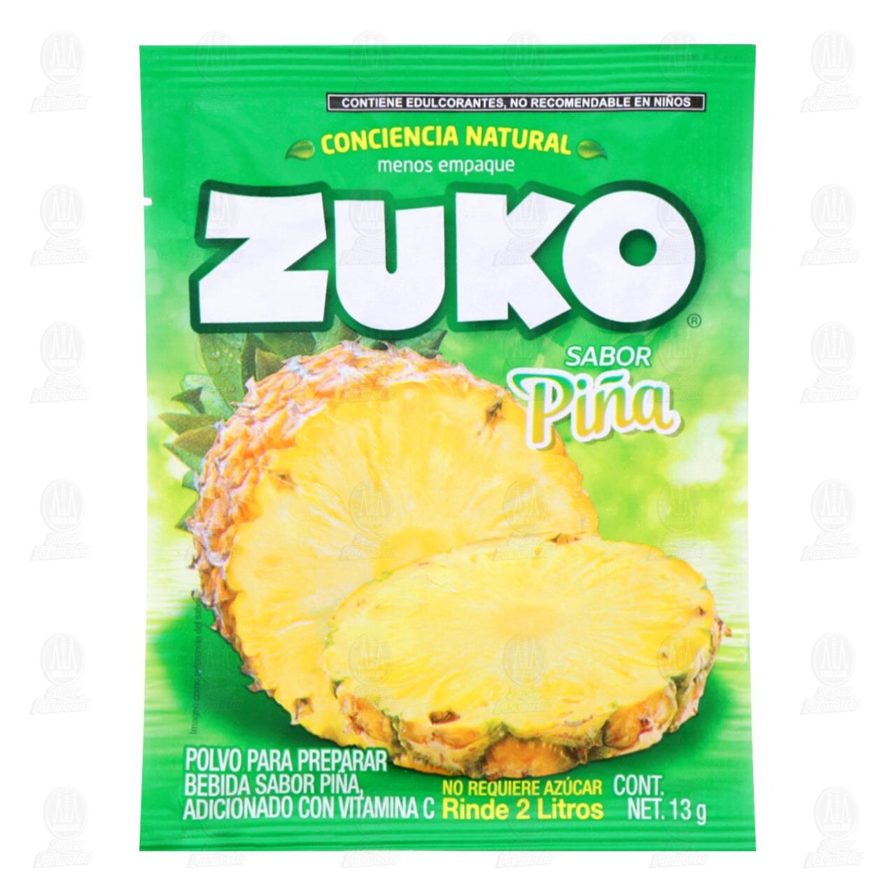 Bebida en Polvo Zuko Sabor Piña, 13 gr.