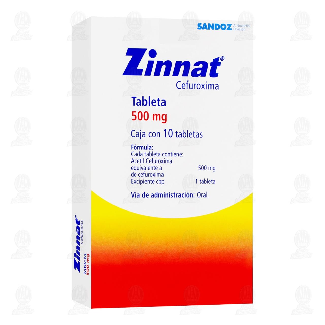 Zinnat 500 mg, 10 Tabletas.