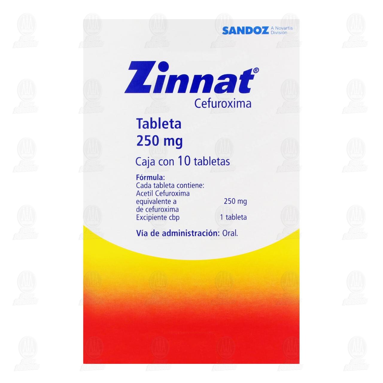 Zinnat 250 mg, 10 Tabletas. image number 1