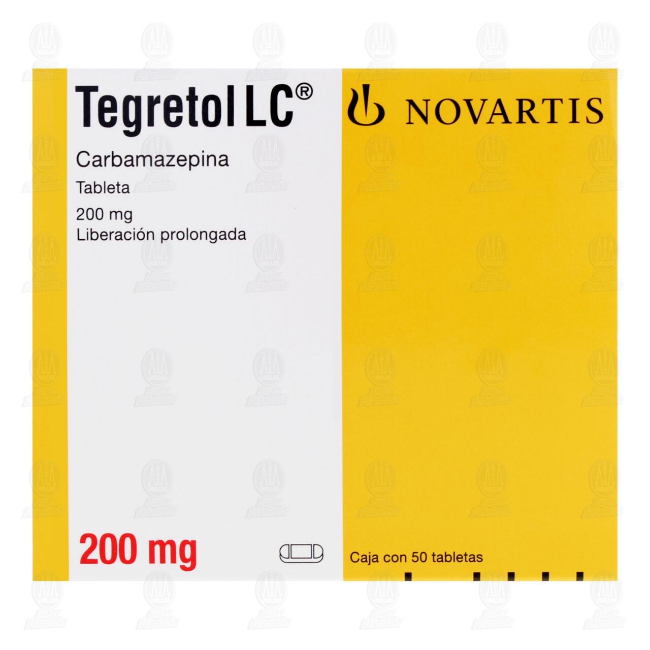 Tegretol LC 200 mg, 50 Tabletas. image number 1