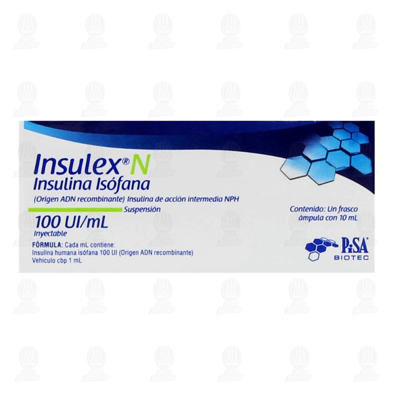 Insulex N 100UI/ml Suspensi&oacute;n Inyectable &Aacute;mpula, 10 ml. image number 2