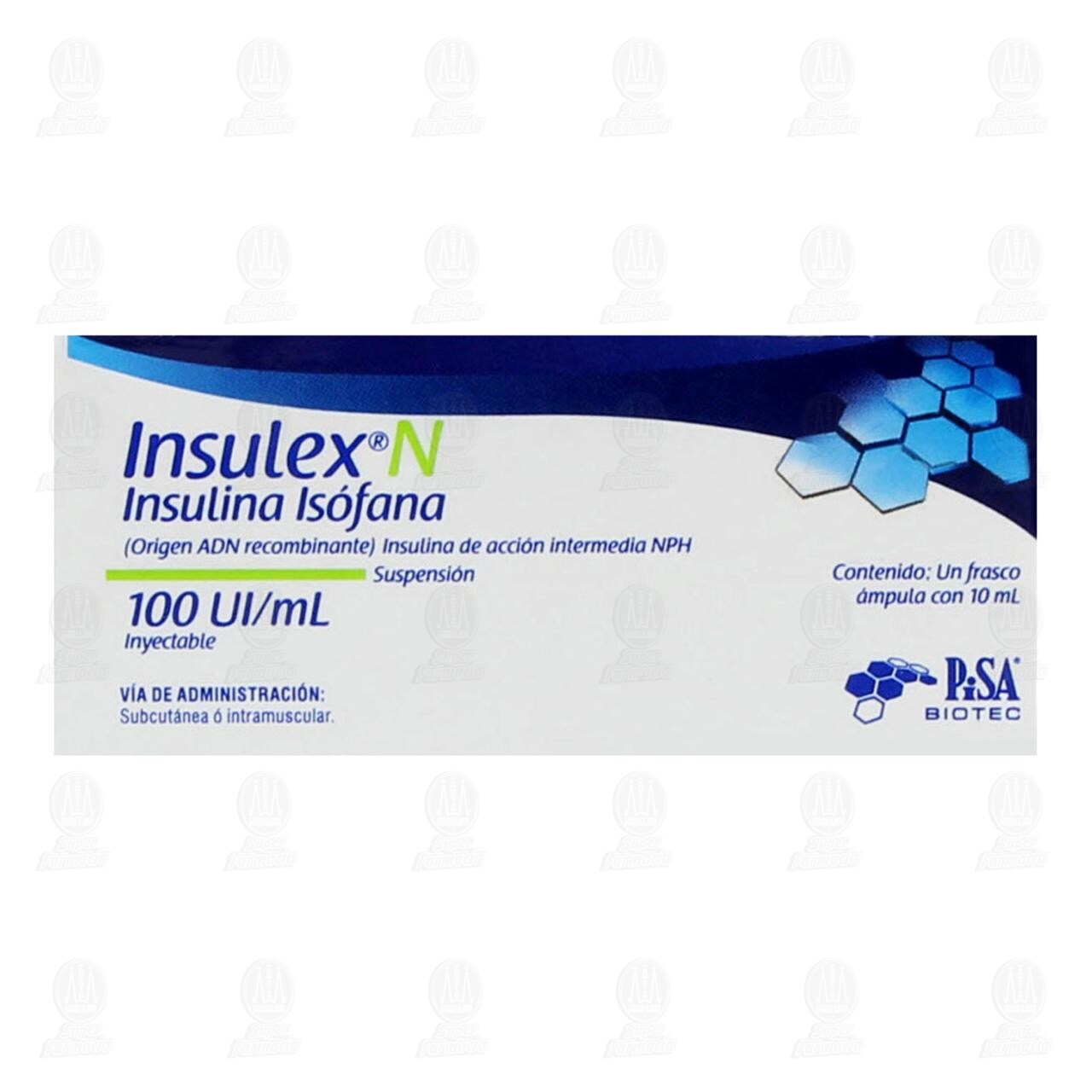 Insulex N 100UI/ml Suspensi&oacute;n Inyectable &Aacute;mpula, 10 ml. image number 1