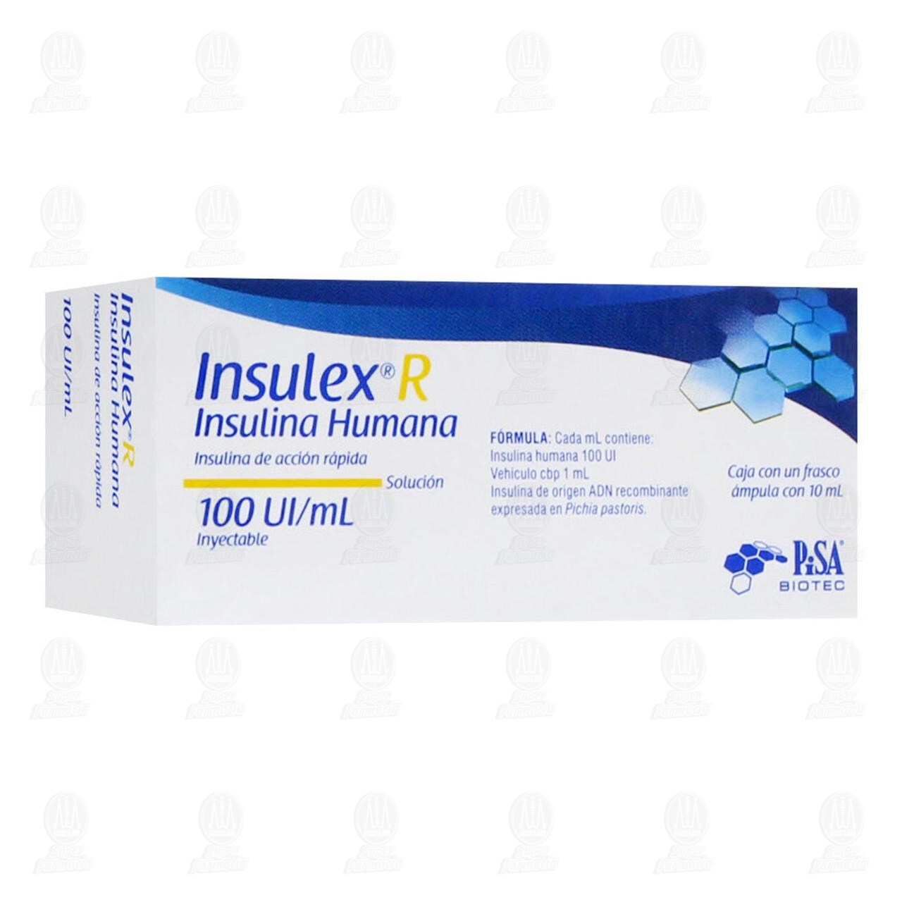 Insulex R 100UI/ml Soluci&oacute;n Inyectable &Aacute;mpula, 10 ml. image number 0