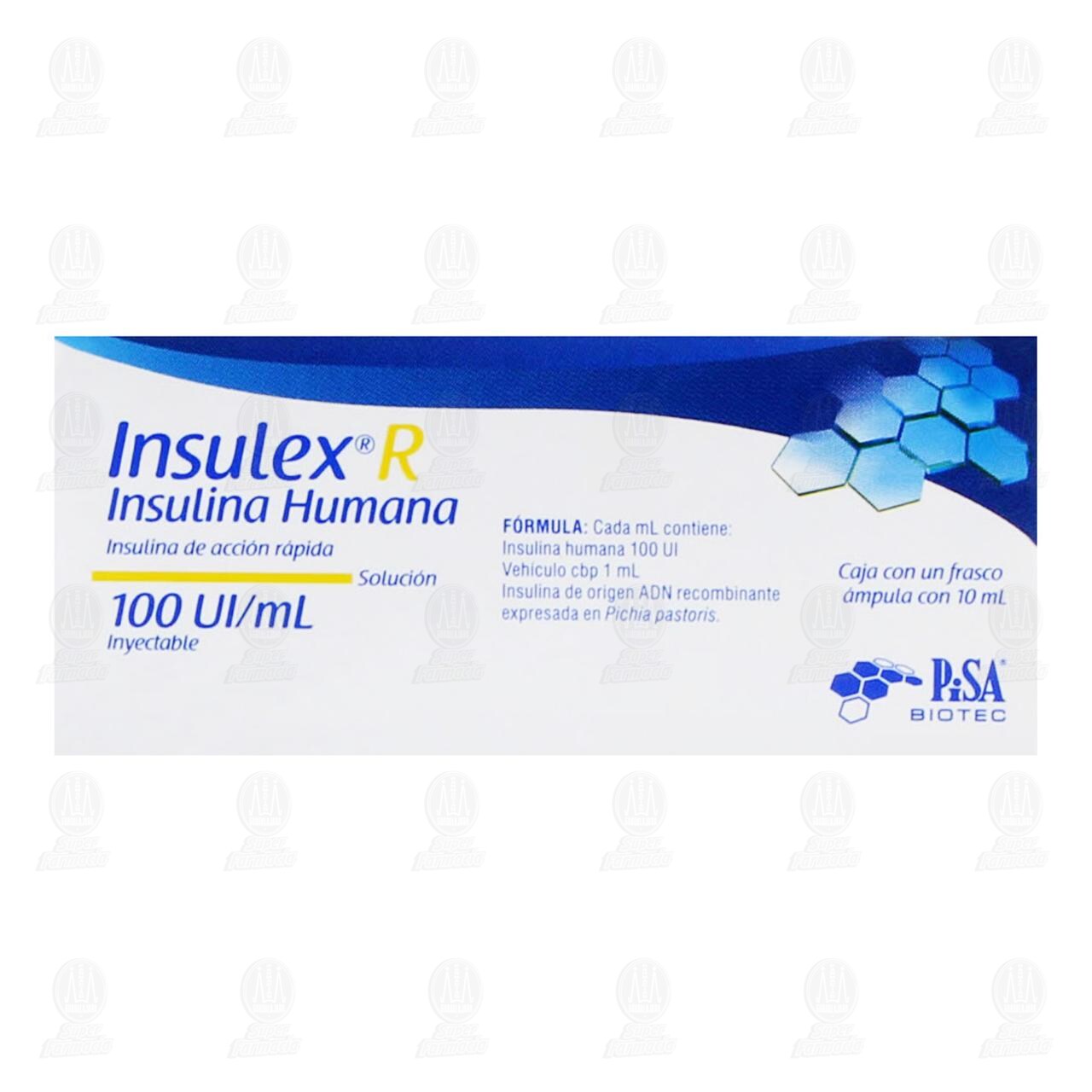 Insulex R 100UI/ml Soluci&oacute;n Inyectable &Aacute;mpula, 10 ml. image number 1