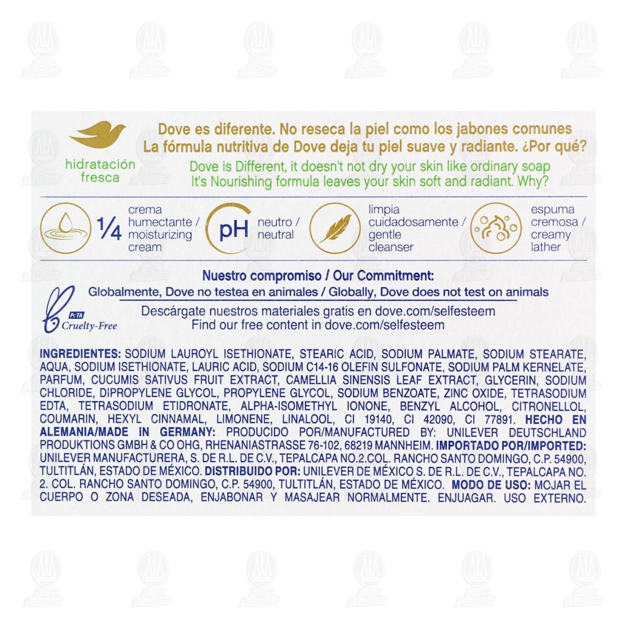 Jab&oacute;n de Tocador Dove Go Fresh hidrataci&oacute;n Fresca, 135 gr. image number 2